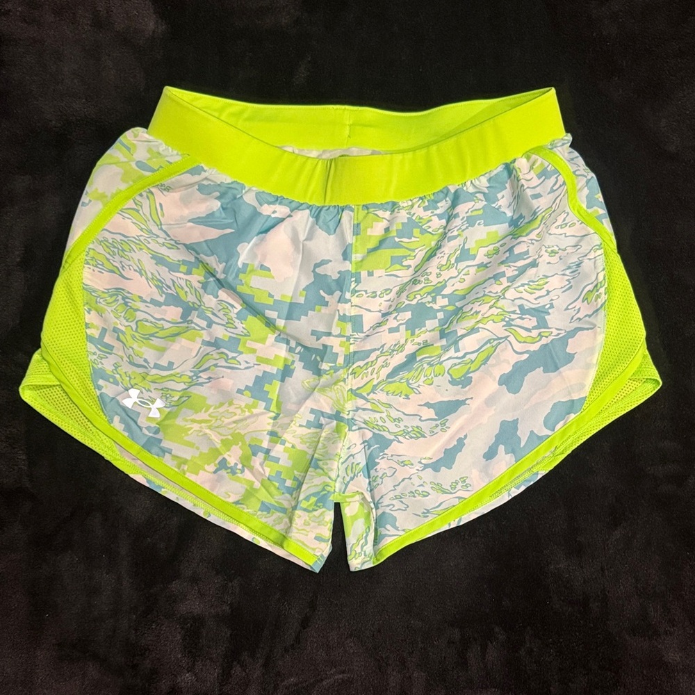 Under Armour Women's Neon Green and Blue Athletic Shorts